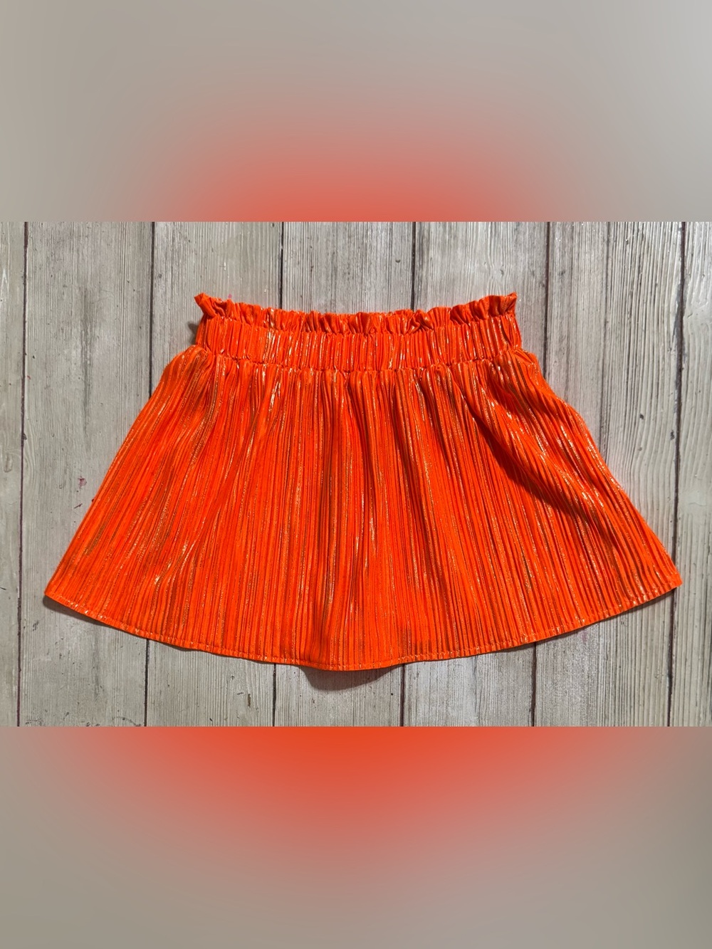 Queen of Sparkles Girls Orange & Gold ribbed skort skirt Size Small 7-8y